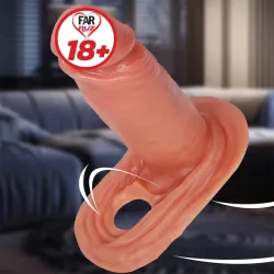Farruz 15 Cm Çift Katmanlı Halkalı Anal Penis Kılıfı