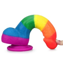 Farruz 20,5 cm Renkli Prider Realistik Vantuzlu Dildo Penis