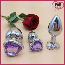 Farruz Kalp Şekilli Renkli Taşlı Anal Plug