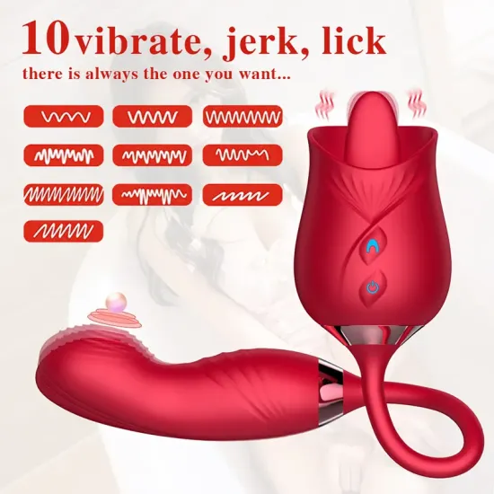 Farruz Lick Rose Yalama, Titreşim ve Oynar Başlı Vibratör Farruz Lick Rose Yalama, Titreşim ve Oynar Başlı Vibratör