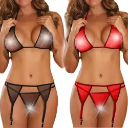 Farruz Lingerie Seksi Mini Transparan Jartiyer Takım