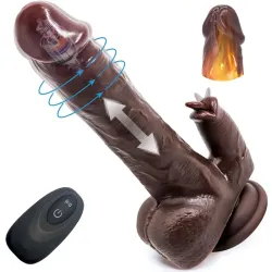 Farruz Tongued Dark Hareketli Isıtmalı Rotasyonlu Titreşimli Dildo