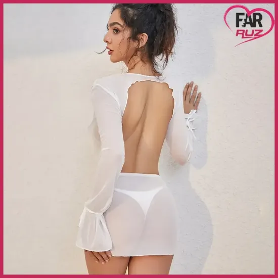 Farruz White Angel Seksi Dekolteli Transparan Elbise Farruz White Angel Seksi Dekolteli Transparan Elbise
