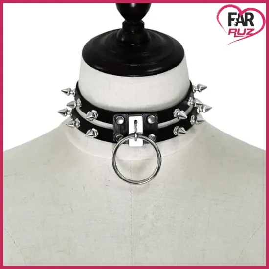 Gotik Punk Tarz Çivili Kolye Choker