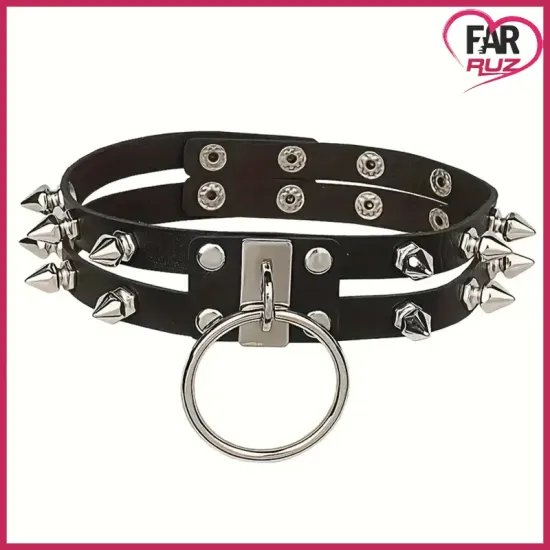 Gotik Punk Tarz Çivili Kolye Choker