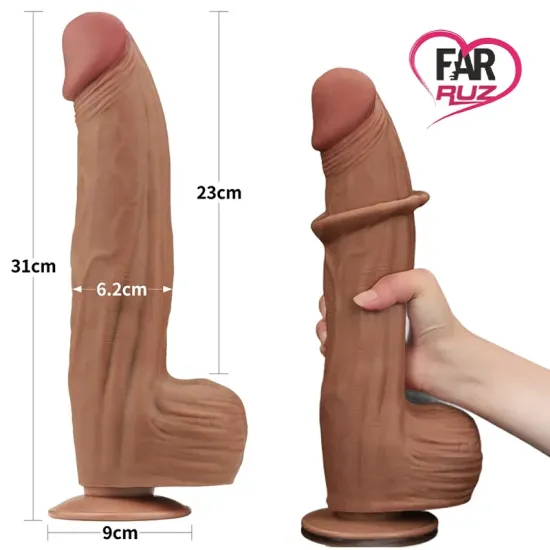 Lovetoy 31 Cm Çift Katmanlı Kayar Derili Melez Dildo