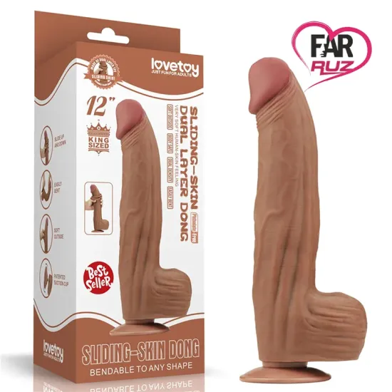 Lovetoy 31 Cm Çift Katmanlı Kayar Derili Melez Dildo