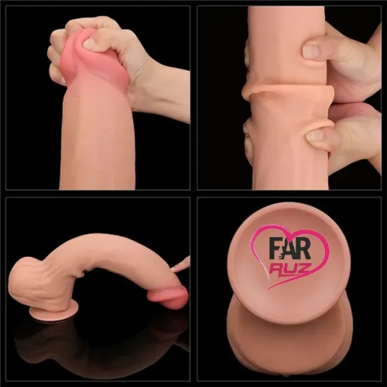 Lovetoy 36 Cm Çift Katmanlı Kayar Derili Dildo