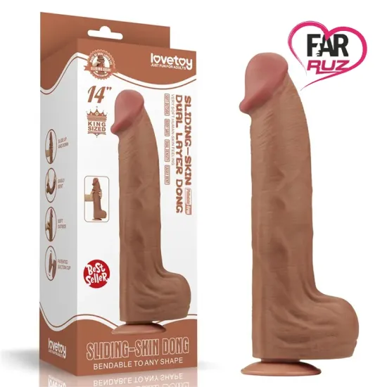 Lovetoy 36 Cm Çift Katmanlı Kayar Derili Melez Dildo