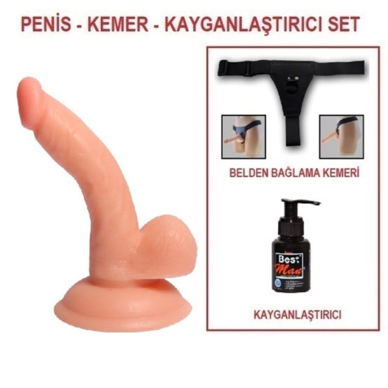 Farruz 13 cm Belden Bağlamalı Realistik Dildo Penis Set