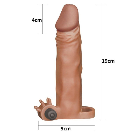 Farruz 4 cm Uzatmalı Realistik Titreşimli Penis Kılıfı Melez XTender