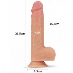 Farruz LoveToy Çift Katmanlı Isıtmalı Şarjlı Döner Başlı Titreşimli Realistik Dildo 21.5 cm